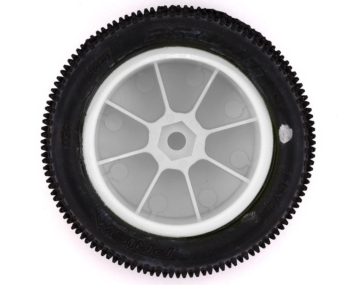 Proline Prism Carpet Tyres Mounted on White Wheels, Mini-B Rear, PR8297-13 - Hobbytech Toys