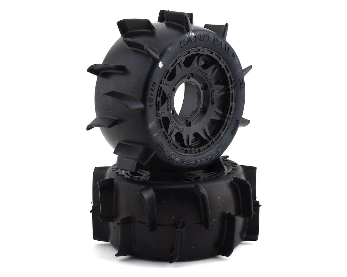 Proline Sand Paw LP 2.8in Tyres Mounted on Raid Black 6x30 Wheels, F/R, PR10160-10 - Hobbytech Toys