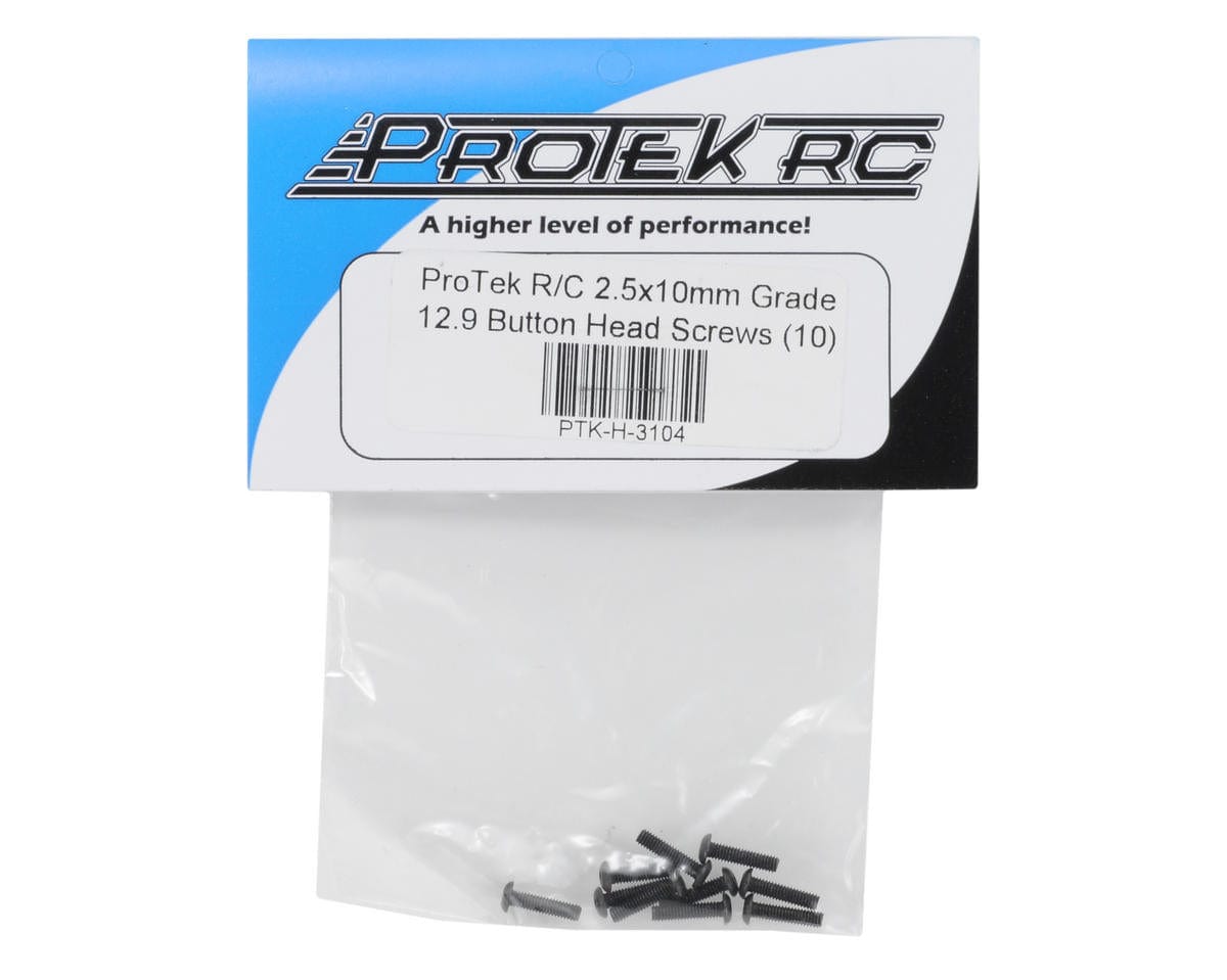ProTek RC 2.5x10mm "High Strength" Button Head Screws (10) - Hobbytech Toys