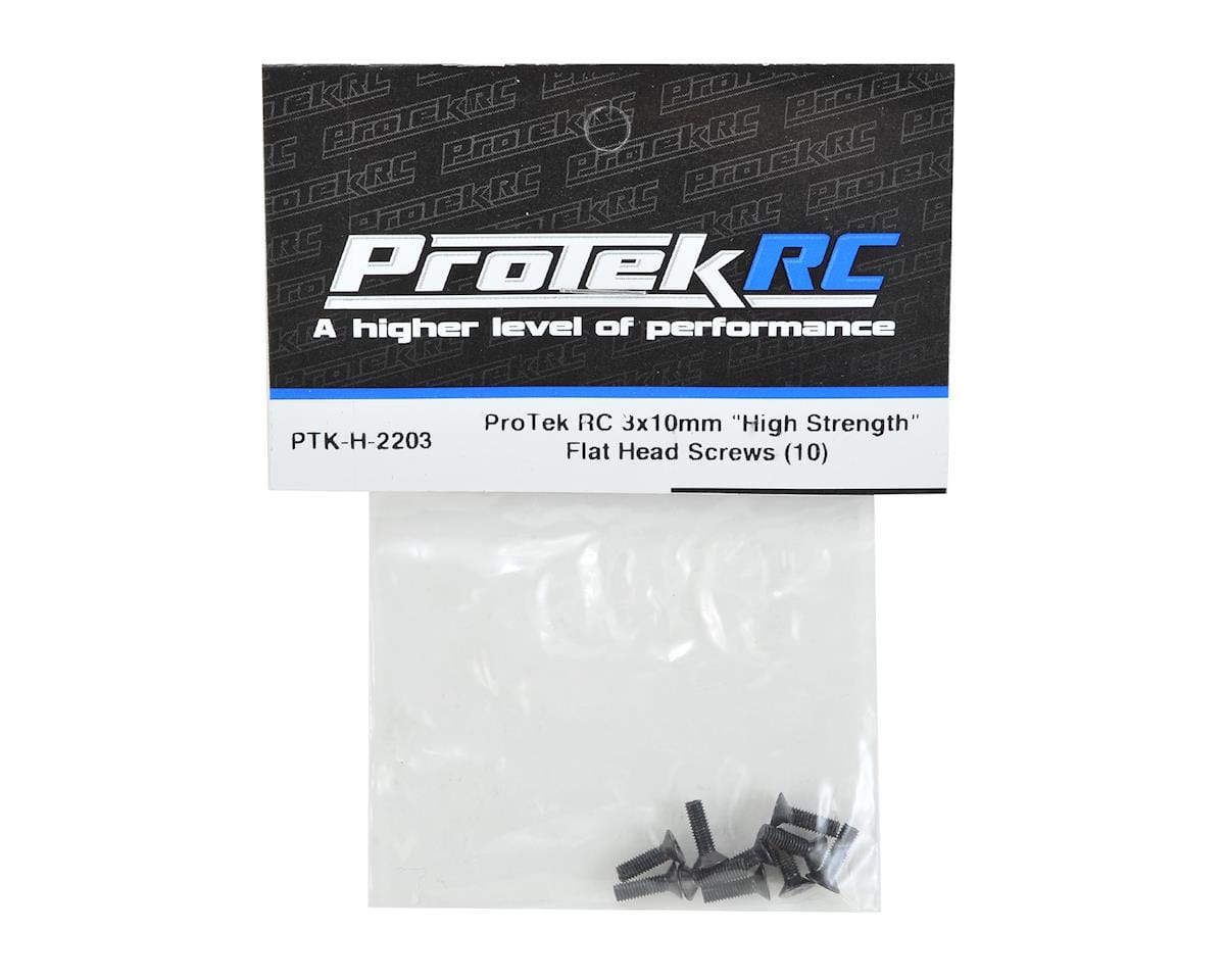 ProTek RC 3x10mm "High Strength" Flat Head Screws (10) - Hobbytech Toys