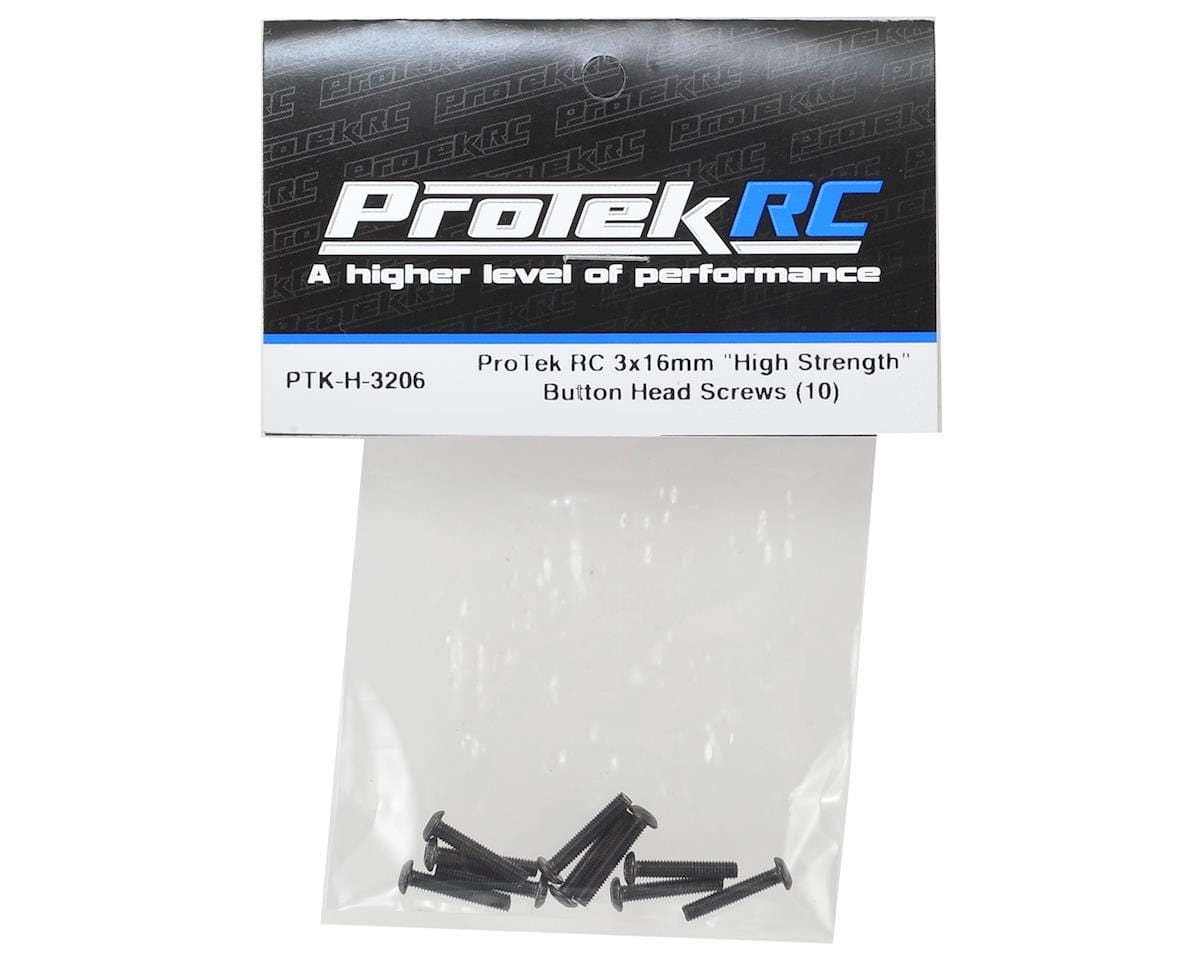ProTek RC 3x16mm "High Strength" Button Head Screws (10) - Hobbytech Toys
