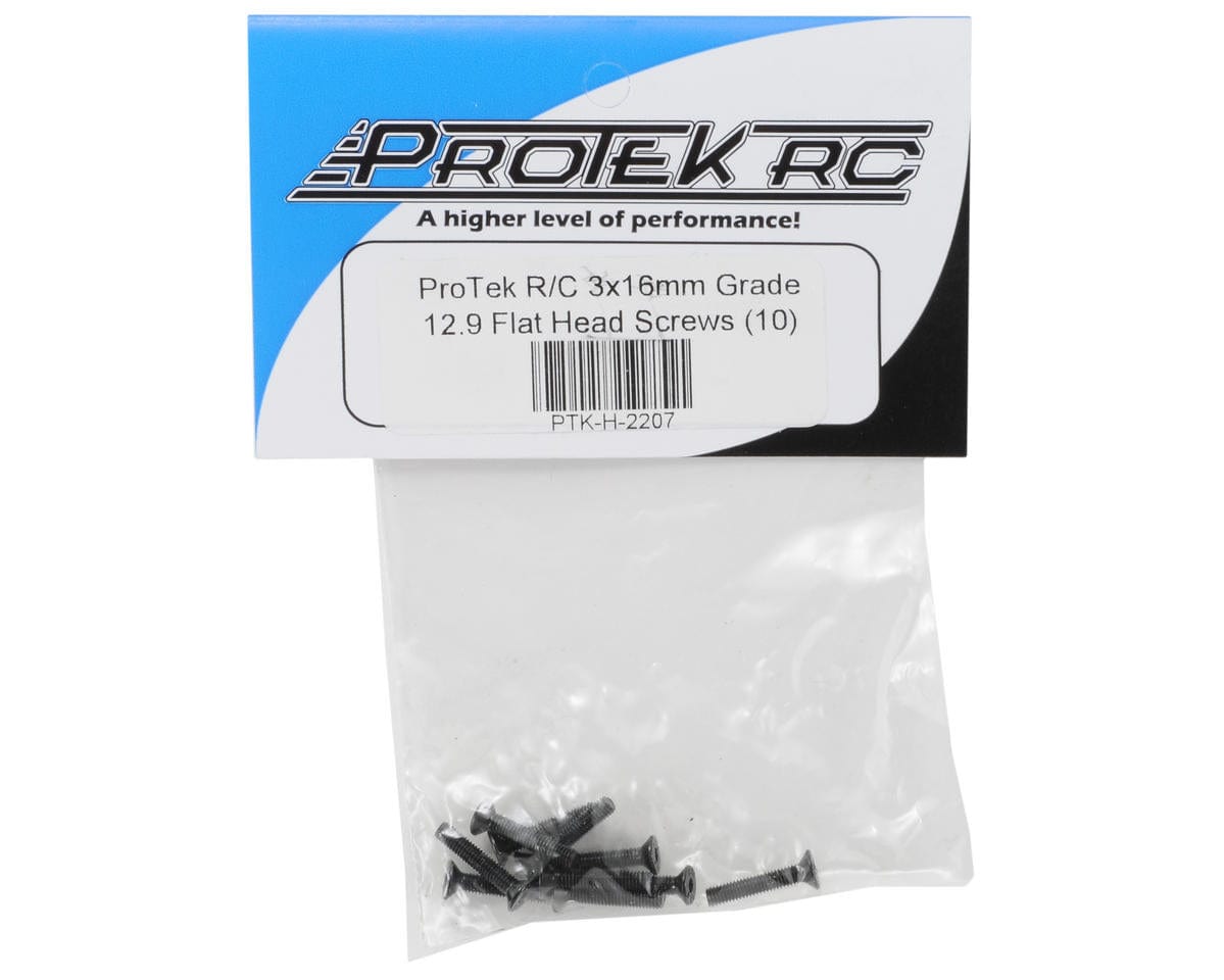 ProTek RC 3x16mm "High Strength" Flat Head Screws (10) - Hobbytech Toys