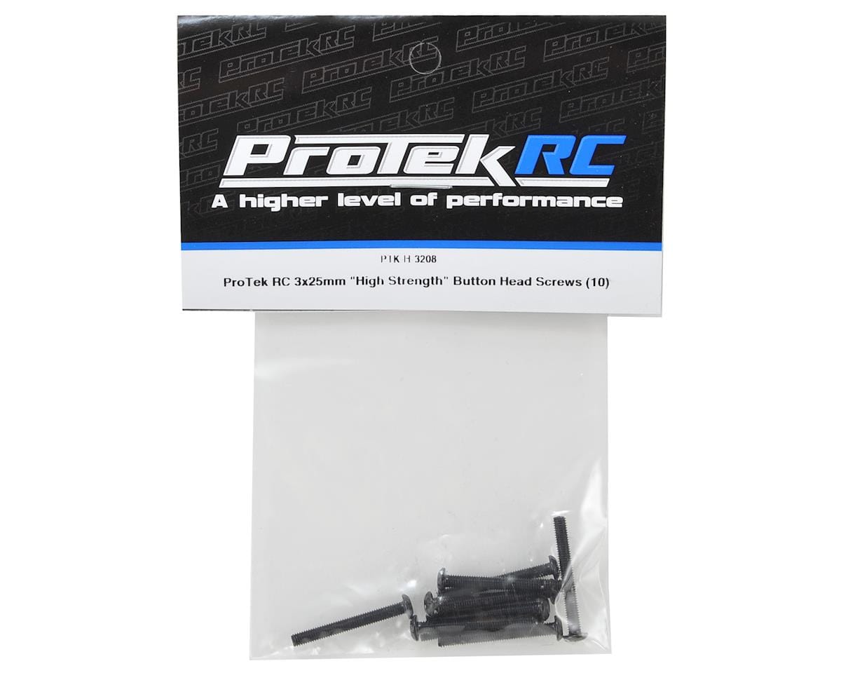 ProTek RC 3x25mm "High Strength" Button Head Screws (10) - Hobbytech Toys
