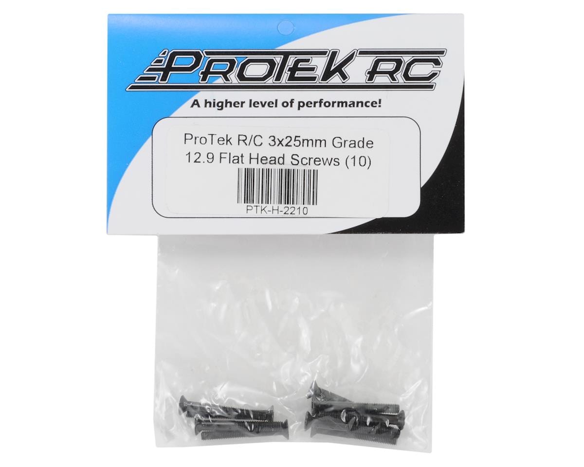 ProTek RC 3x25mm "High Strength" Flat Head Screws (10) - Hobbytech Toys