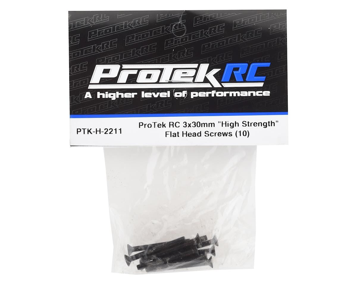 ProTek RC 3x30mm "High Strength" Flat Head Screws (10) - Hobbytech Toys
