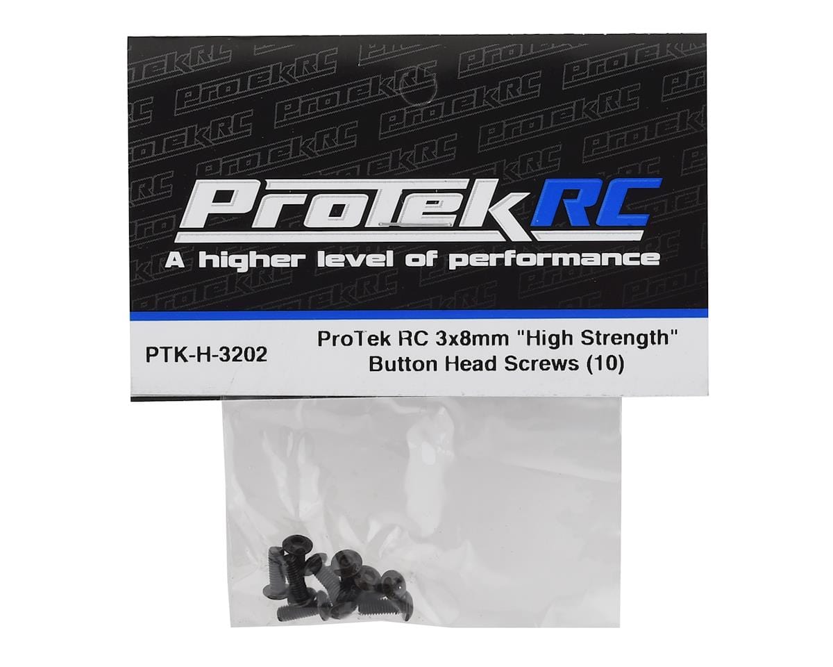 ProTek RC 3x8mm "High Strength" Button Head Screws (10) - Hobbytech Toys
