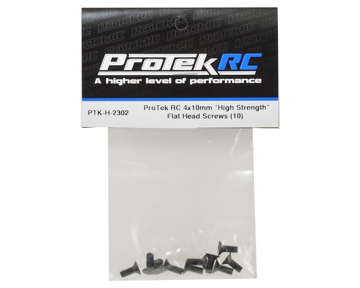 ProTek RC 4x10mm "High Strength" Flat Head Screws (10) - Hobbytech Toys
