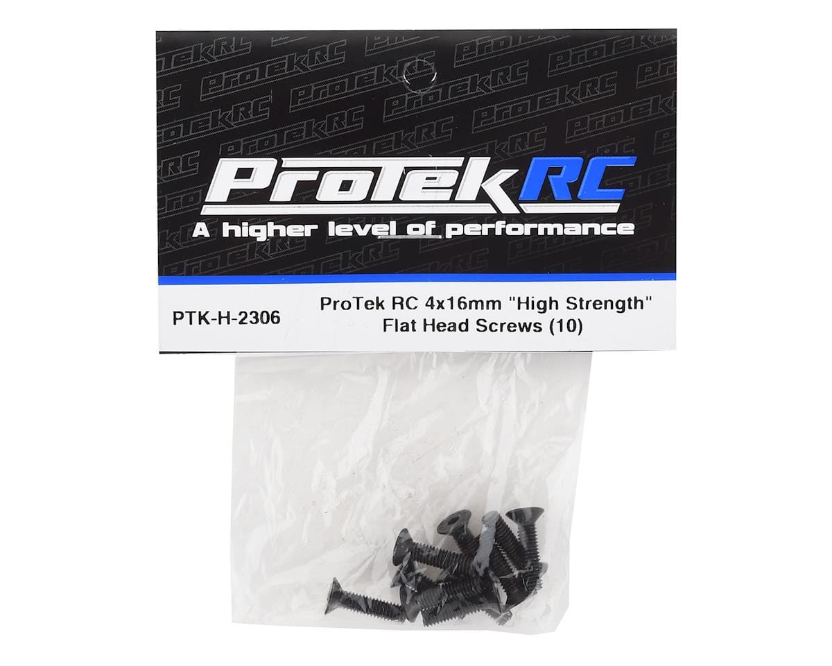 ProTek RC 4x16mm "High Strength" Flat Head Screws (10) - Hobbytech Toys