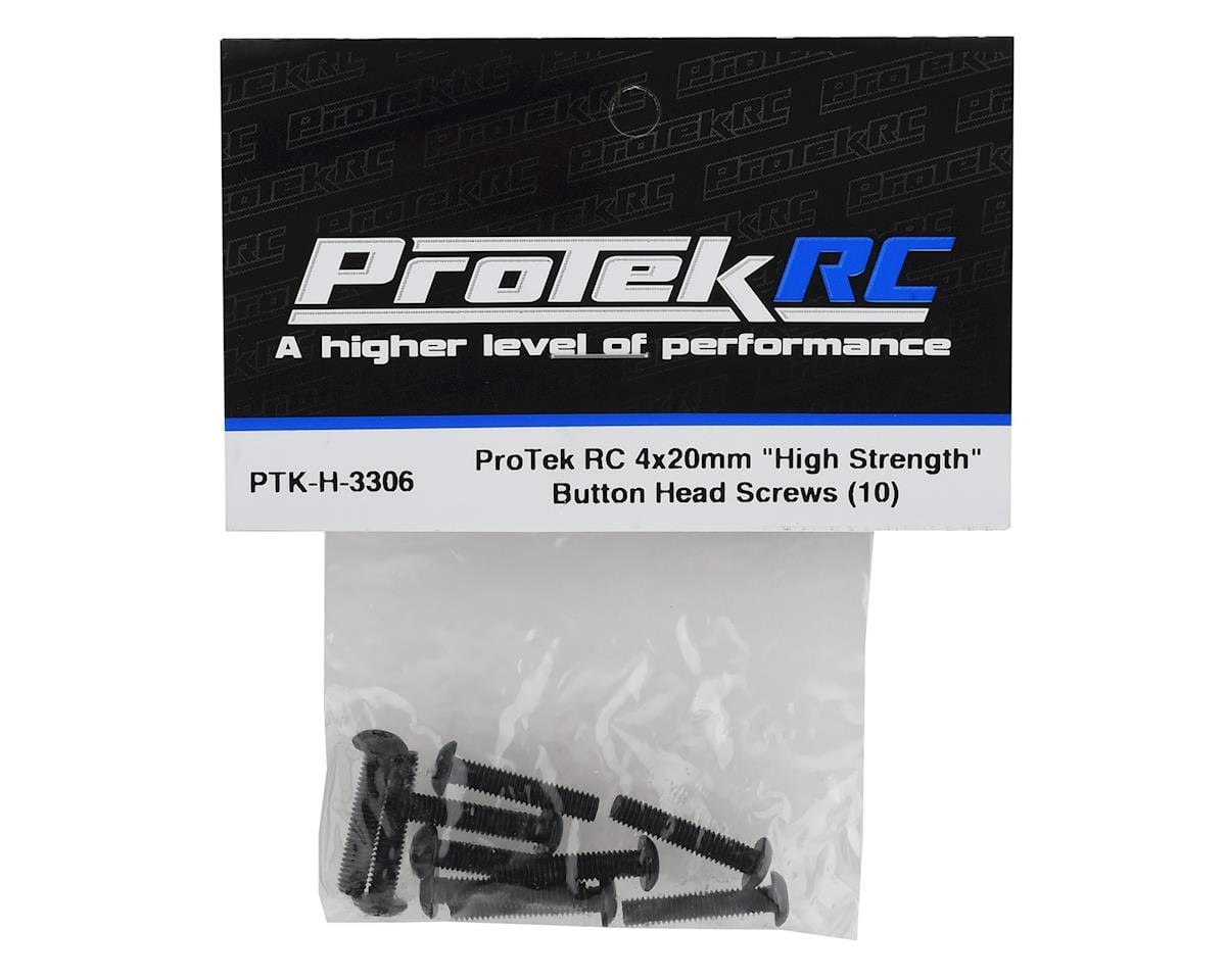 ProTek RC 4x20mm "High Strength" Button Head Screws (10) - Hobbytech Toys