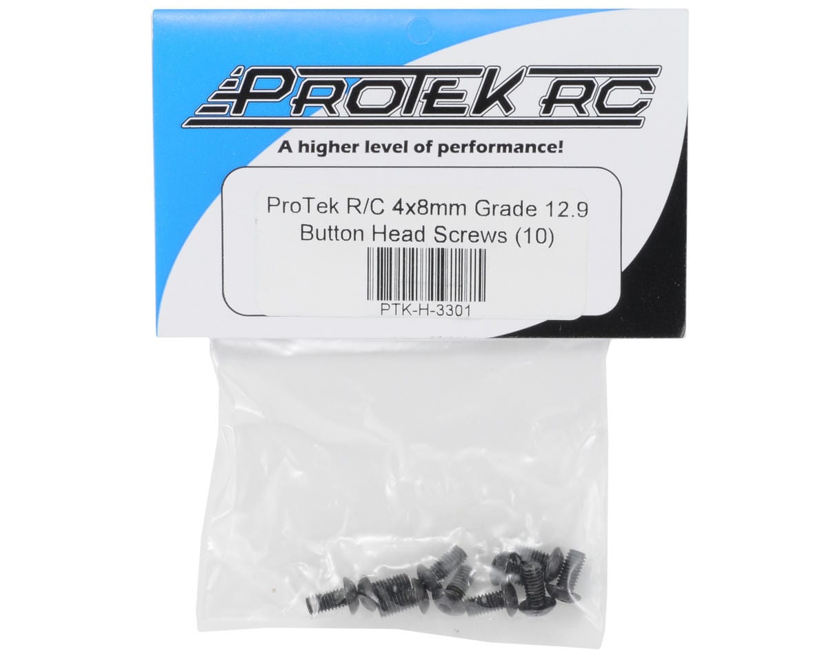 ProTek RC 4x8mm "High Strength" Button Head Screws (10) - Hobbytech Toys