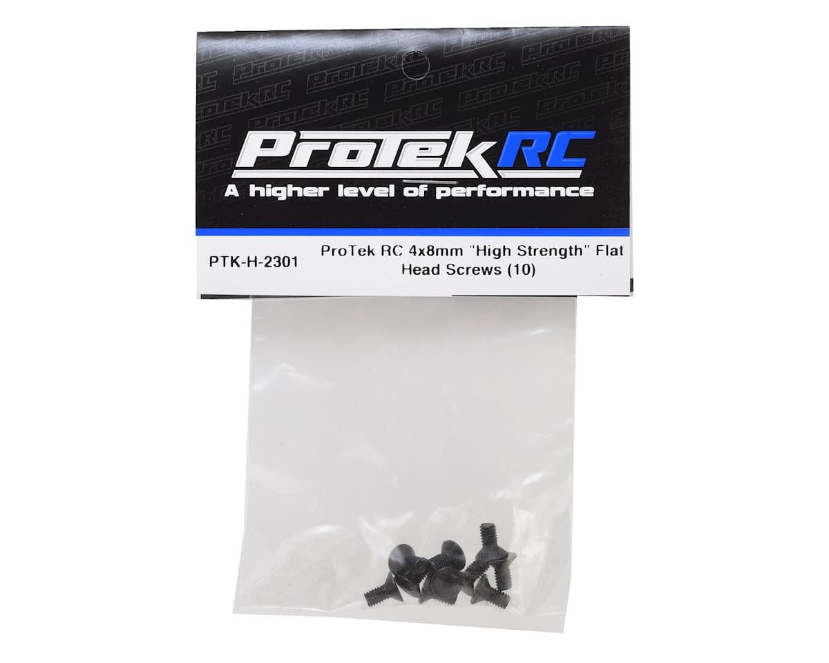 ProTek RC 4x8mm "High Strength" Flat Head Screws (10) - Hobbytech Toys
