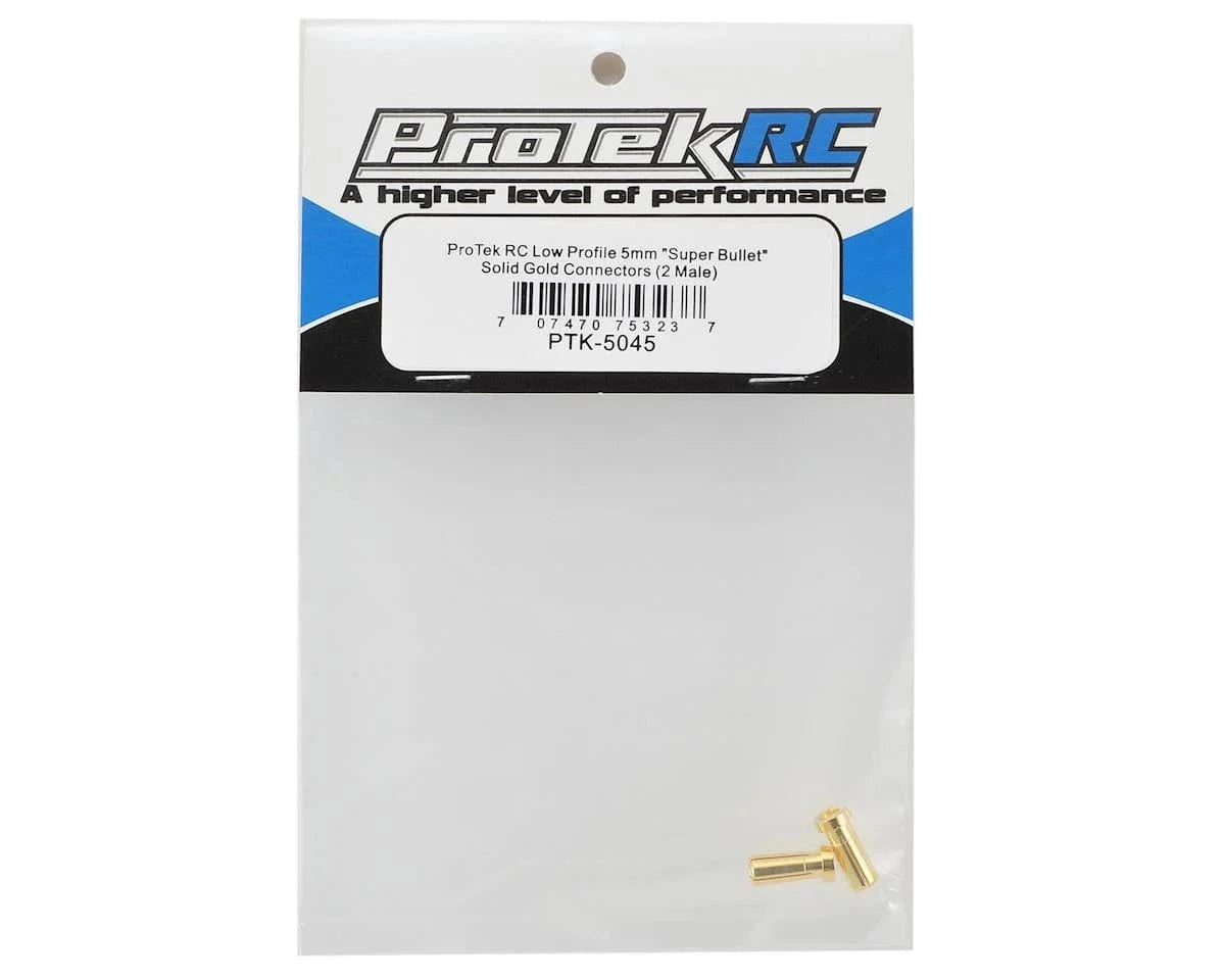 ProTek RC Low Profile 5mm "Super Bullet" Solid Gold Connectors (2 Male) - Hobbytech Toys