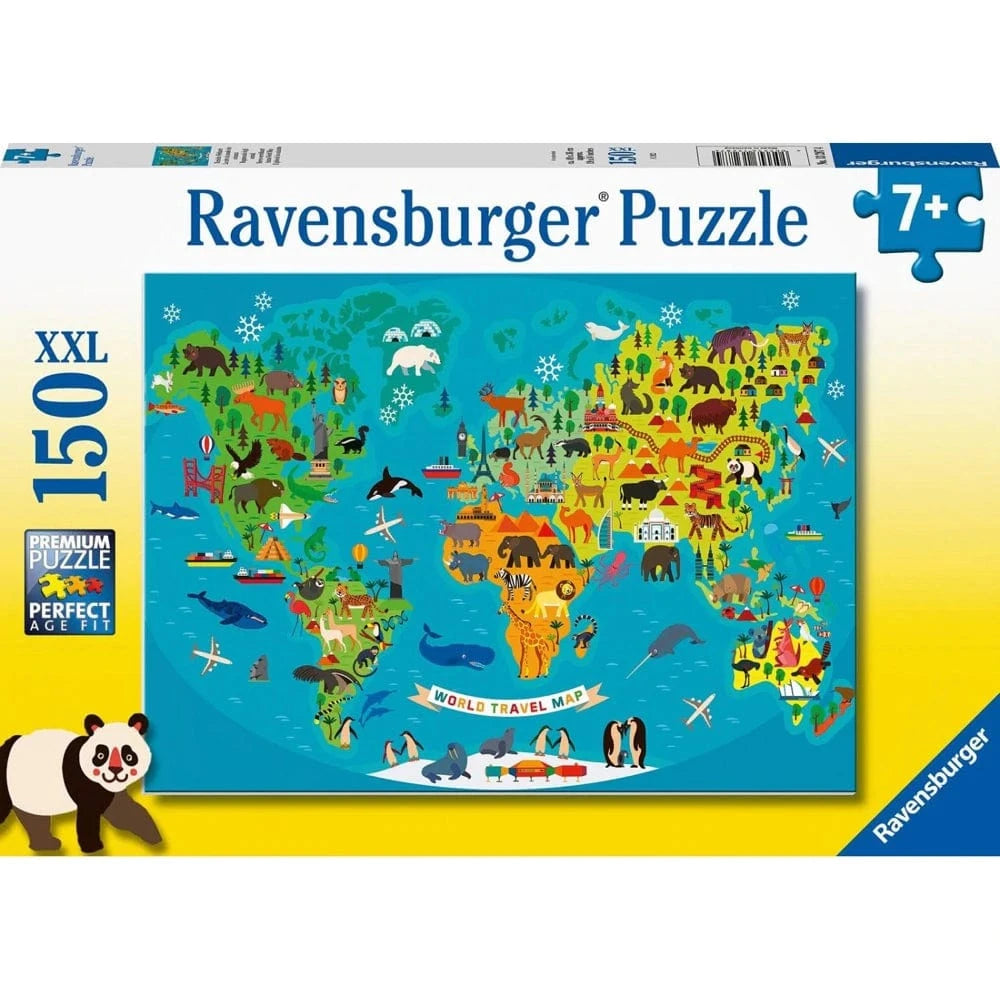Ravensburger 13287-4 Animal World Map Puzzle 150pc - Hobbytech Toys