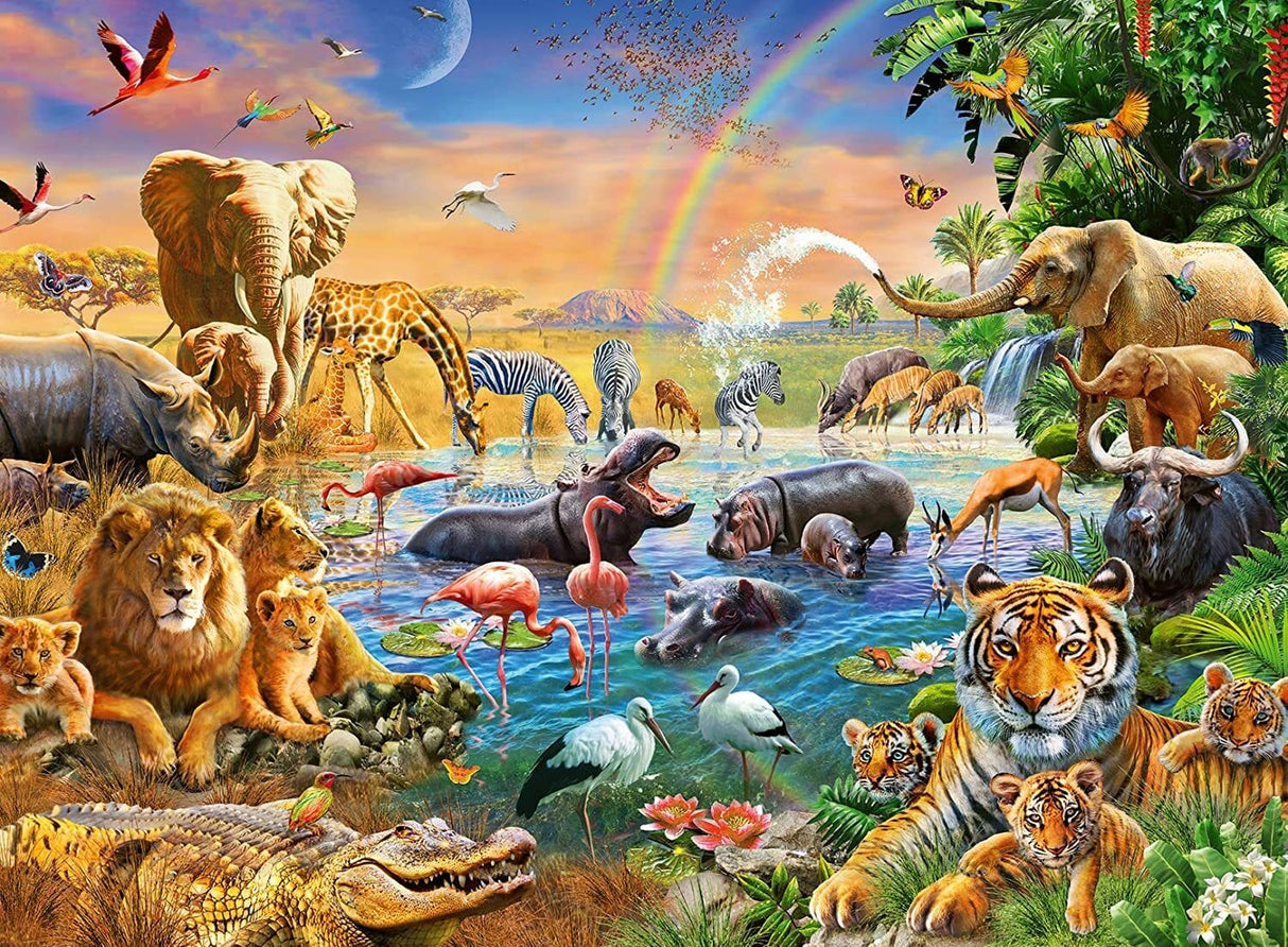 Ravensburger 12910-2 Savannah Jungle Waterhole 100pc - Hobbytech Toys