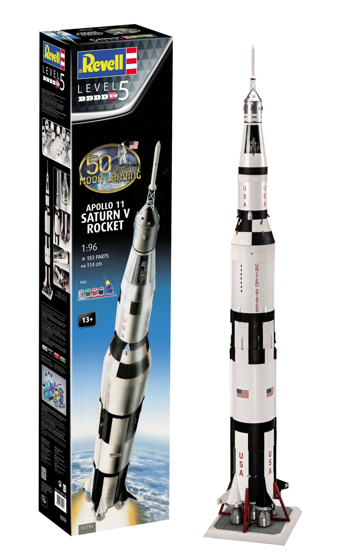 Revell 1/96 Apollo 11 Saturn V Rocket Model Set - Hobbytech Toys