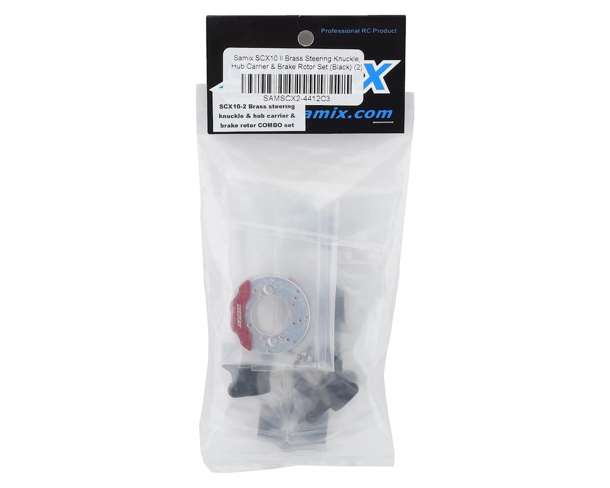 Samix SCX10 II Brass Steering Knuckle, Hub Carrier & Brake Rotor Set (Black) (2) - Hobbytech Toys