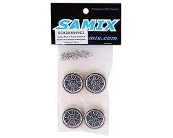 Samix SCX24 Aluminum & Brass 1.0" Beadlock Wheel Set w/Scale Hubs (Black) (4) - Hobbytech Toys