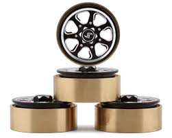 Samix SCX24 Aluminum & Brass 1.0" Beadlock Wheel Set w/Scale Hubs (Black) (4) - Hobbytech Toys