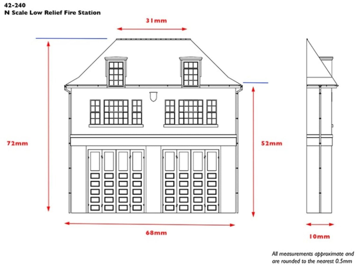 Scenecraft 42-240 N Low Relief Fire Station Bachmann Scenecraft TRAINS - N SCALE