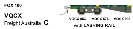 SDS HO Freight Australia VQCX with Lashing Rail 63ft Container Wagon Pack DC (3) SDS Models TRAINS - HO/OO SCALE