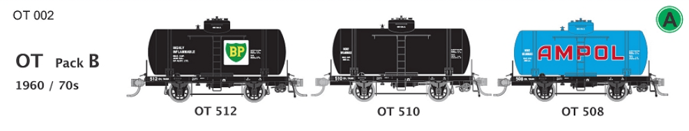 SDS HO OT Oil Tank Wagon Pack B 1960/1970 (OT508/510/512) SDS Models TRAINS - HO/OO SCALE