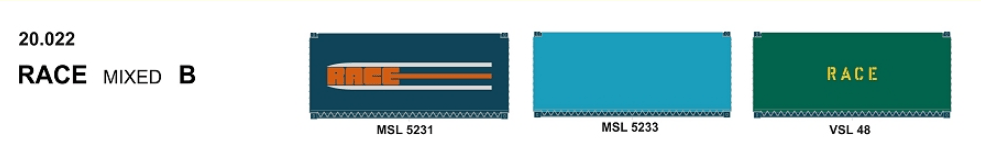 SDS Models 20ft Container Race B Mixed (3 Pack) SDS Models TRAINS - HO/OO SCALE