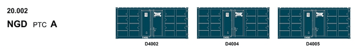 SDS Models 20ft Foot Containers Triple Packs NGD A - PTC - Hobbytech Toys