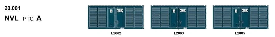 SDS Models 20ft Foot Containers Triple Packs NVL A - PTC - Hobbytech Toys
