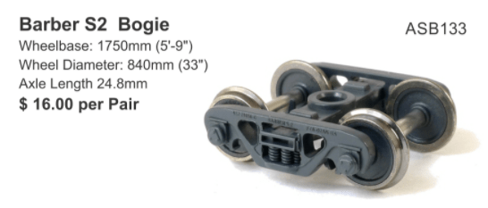 SDS Models HO Barber S2 Bogie Pair SDS Models TRAINS - HO/OO SCALE