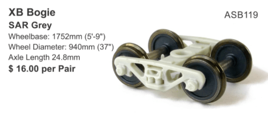 SDS Models HO XB Bogie SAR Grey Pair SDS Models TRAINS - HO/OO SCALE