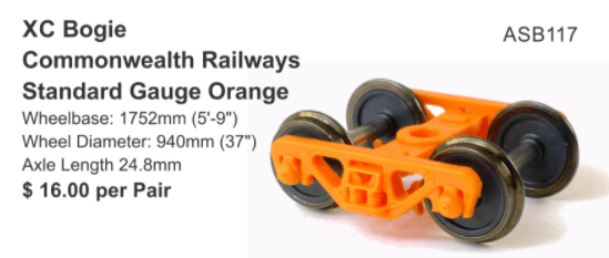 SDS Models HO XC Bogie Commonwealth Railways Orange Pair SDS Models TRAINS - HO/OO SCALE
