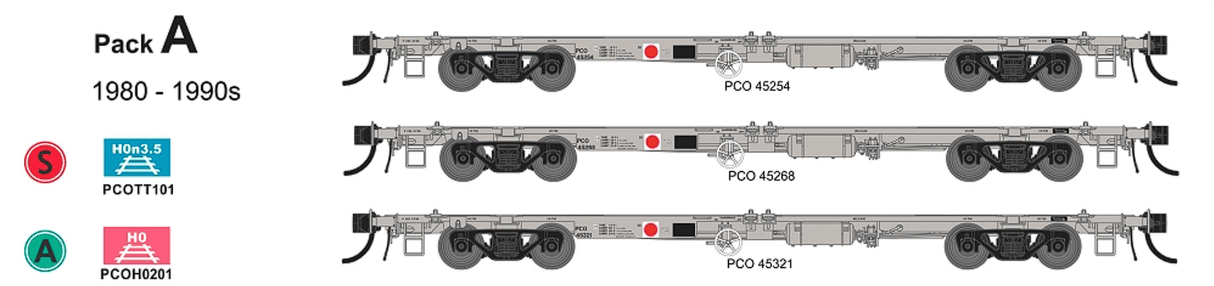 SDS PCO201 HO Container Wagon Pack A 1986-1990s - Hobbytech Toys