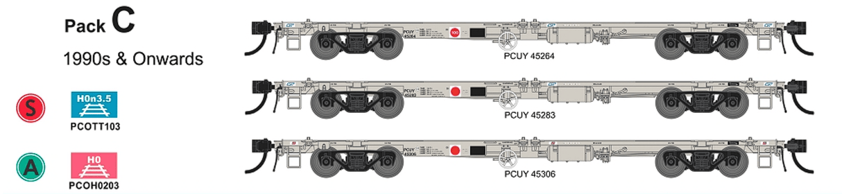 SDS PCO203 HO Container Wagon Pack C 1990s - Hobbytech Toys