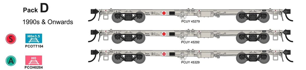 SDS PCO204 HO Container Wagon Pack A 1990s and Onwards - Hobbytech Toys