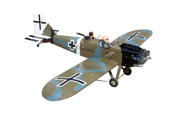 Detailed model of Seagull Sea275 Junkers Cl1G Buyu World War I-era German reconnaissance plane, with realistic markings and pilots.