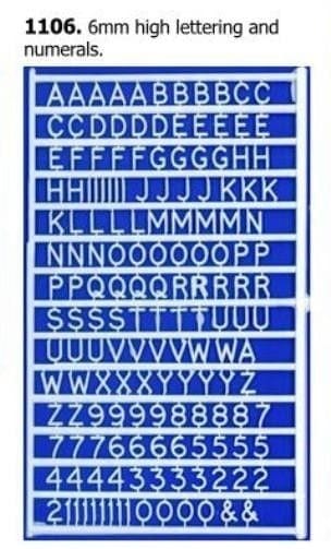 Slaters White Letters And Numbers 6mm High Slaters TRAINS - HO/OO SCALE