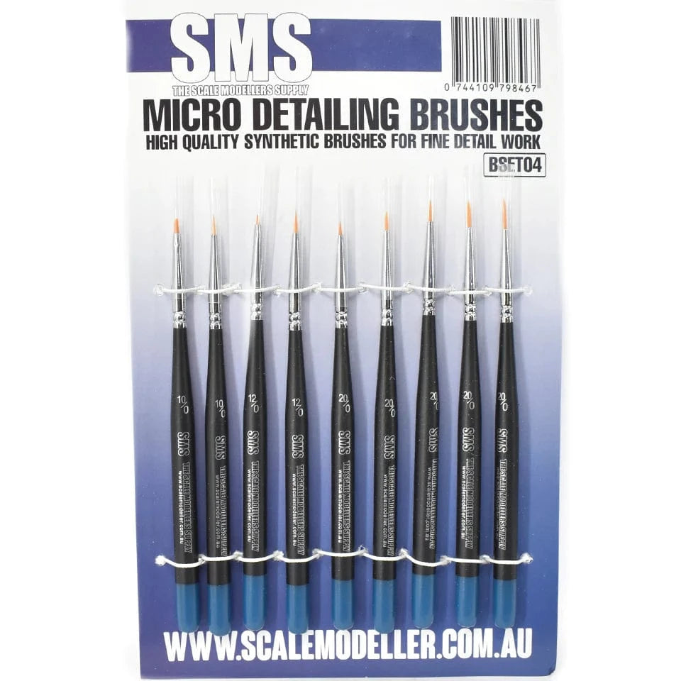 SMS Micro Detailing Brush Set (Synthetic) 9pc - Hobbytech Toys