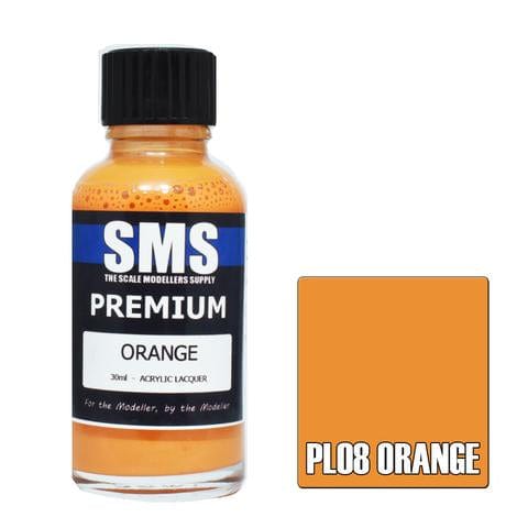 SMS PL08 Premium Acrylic Lacquer Orange 30ml Scale Modellers Supply PAINT, BRUSHES & SUPPLIES