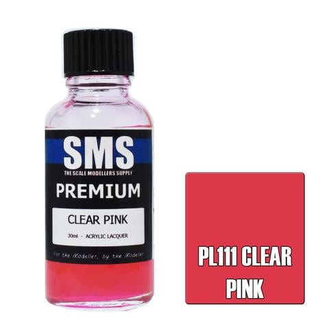 SMS PL111 Premium Acrylic Lacquer Clear Pink 30ml Scale Modellers Supply PAINT, BRUSHES & SUPPLIES