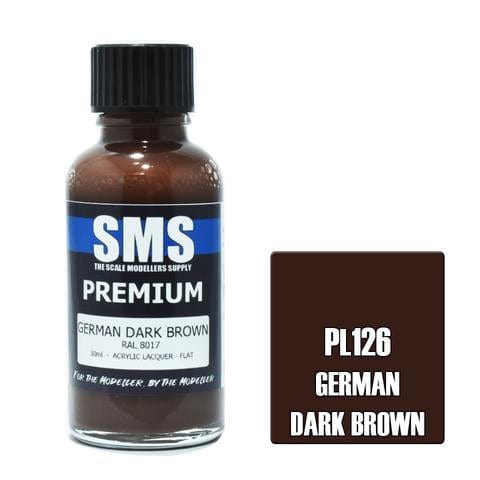 SMS PL126 Premium Acrylic Lacquer German Dark Brown 30ml Scale Modellers Supply PAINT, BRUSHES & SUPPLIES