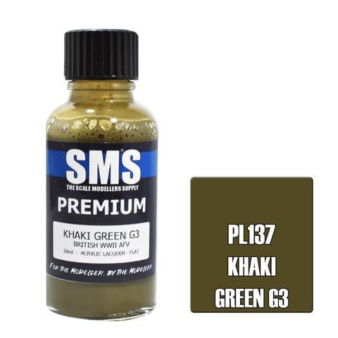 SMS PL137 Premium Acrylic Lacquer Khaki Green G3 30ml Scale Modellers Supply PAINT, BRUSHES & SUPPLIES