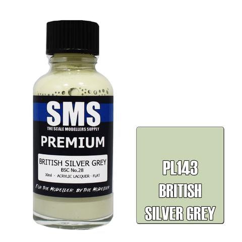 SMS PL143 Premium Acrylic Lacquer British Silver Grey 30ml Scale Modellers Supply PAINT, BRUSHES & SUPPLIES