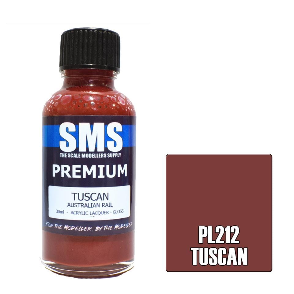 SMS PL212 Premium Acrylic Lacquer Tuscan 30ml Scale Modellers Supply PAINT, BRUSHES & SUPPLIES