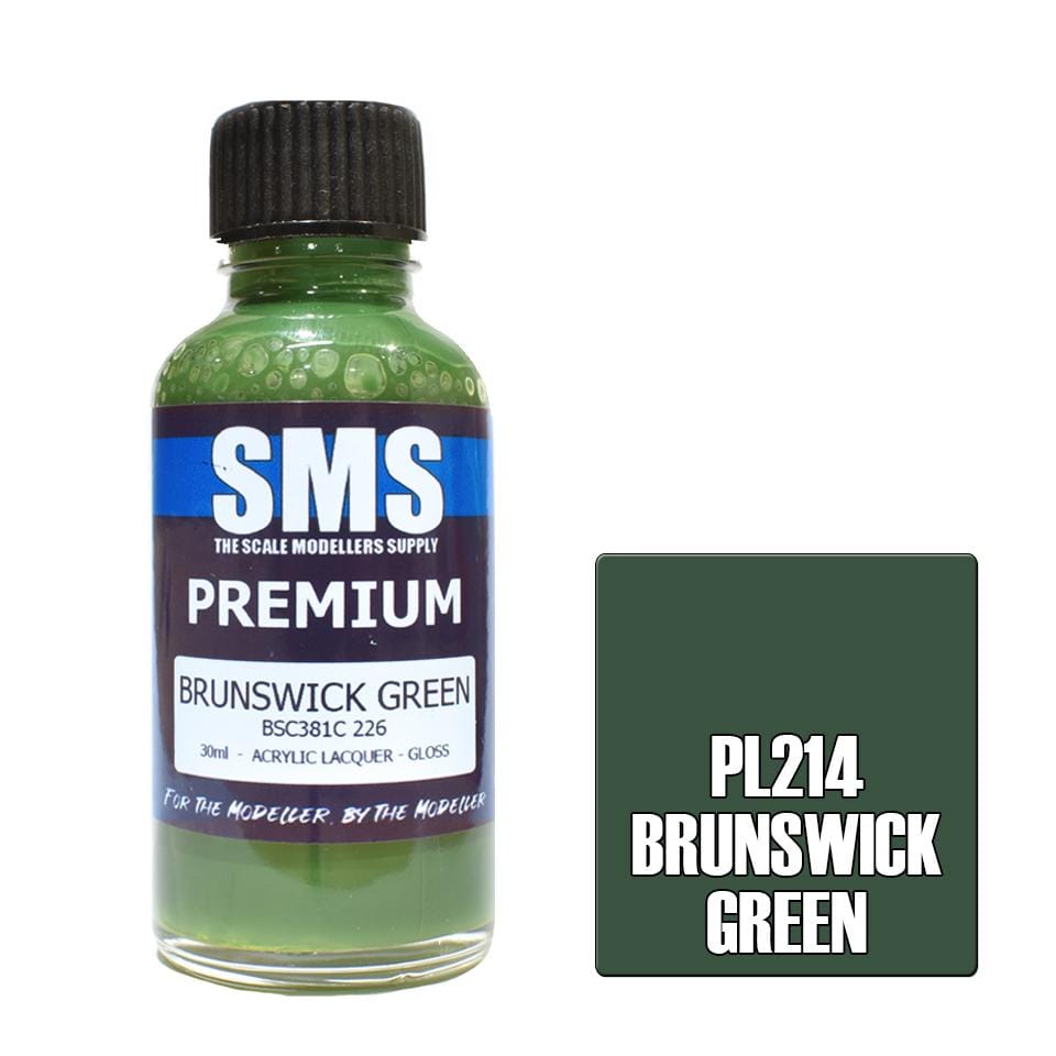SMS PL214 Premium Acrylic Lacquer Brunswick Green 30ml Scale Modellers Supply PAINT, BRUSHES & SUPPLIES