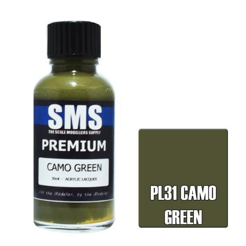 SMS PL31 Premium Acrylic Lacquer Camo Green 30ml Scale Modellers Supply PAINT, BRUSHES & SUPPLIES