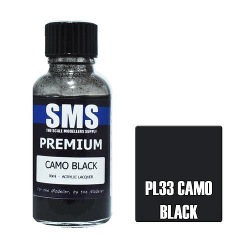 SMS PL33 Premium Acrylic Lacquer Camo Black 30ml Scale Modellers Supply PAINT, BRUSHES & SUPPLIES