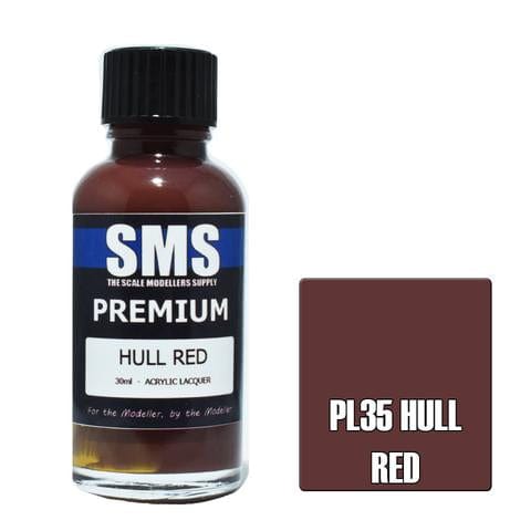 SMS PL35 Premium Acrylic Lacquer Hull Red 30ml Scale Modellers Supply PAINT, BRUSHES & SUPPLIES