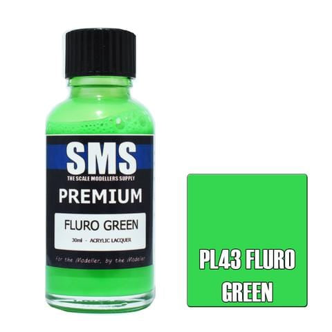 SMS PL43 Premium Acrylic Lacquer Fluro Green 30ml Scale Modellers Supply PAINT, BRUSHES & SUPPLIES