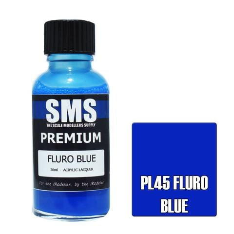SMS PL45 Premium Acrylic Lacquer Fluro Blue 30ml Scale Modellers Supply PAINT, BRUSHES & SUPPLIES