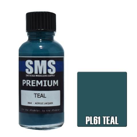 SMS PL61 Premium Acrylic Lacquer Teal 30ml Scale Modellers Supply PAINT, BRUSHES & SUPPLIES